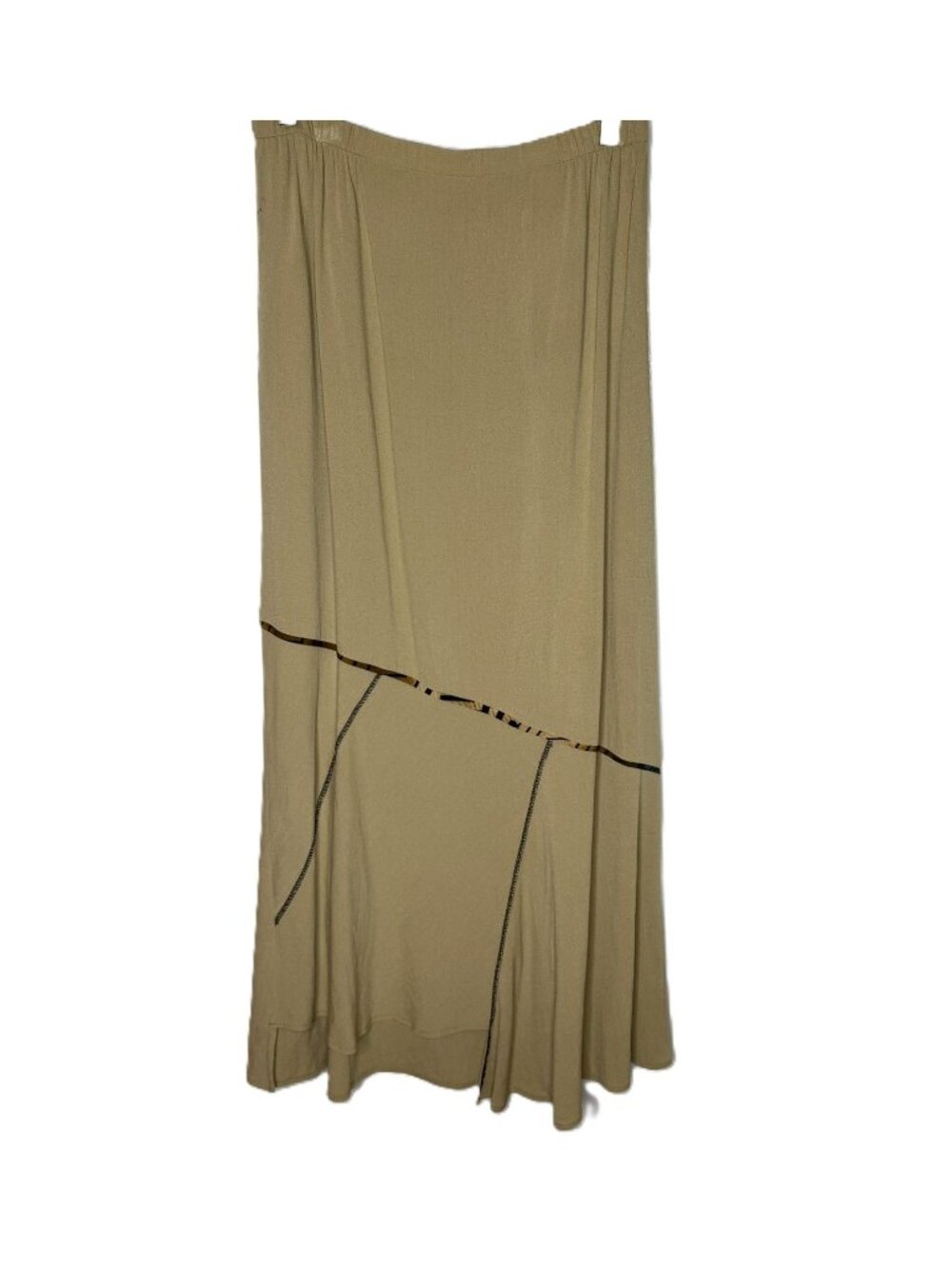 Vintage 80s Nino Wong Tan Art-to-Wear Bias-Cut Maxi Skirt, Size Medium